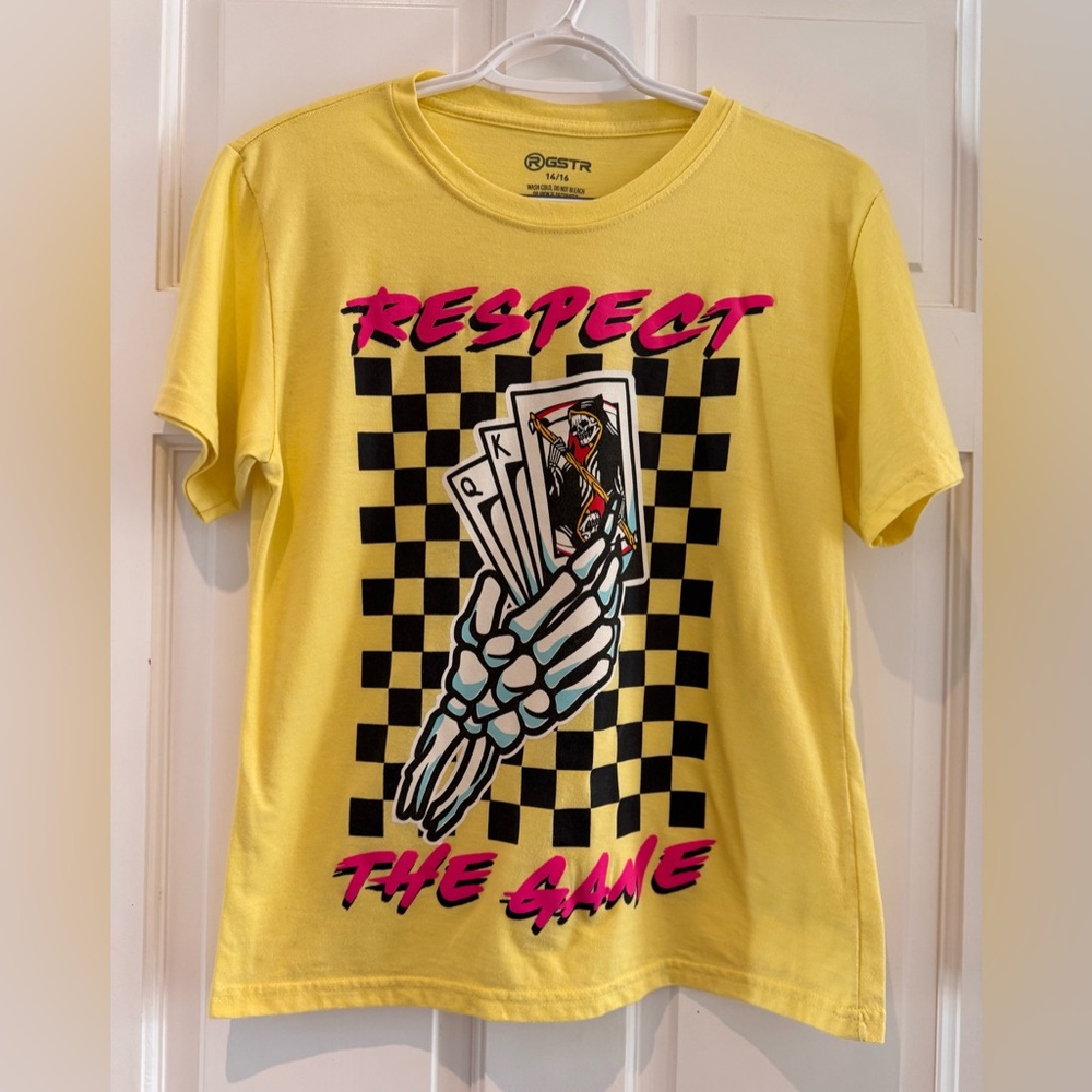 RGSTR Boys Graphic T-Shirt Respect the Game Skeleton Cards - Size 14/16
